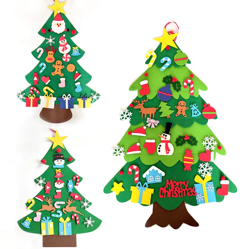 DIY Felt Christmas Tree Christmas Decoration for Home Navidad 2022 New Year Christmas Ornaments Santa Claus Xmas Kids Gifts