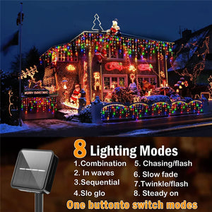 Solar Icicle Lights - 8 Modes & Waterproof