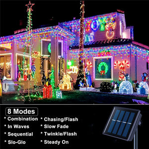 Solar Icicle Lights - 8 Modes & Waterproof