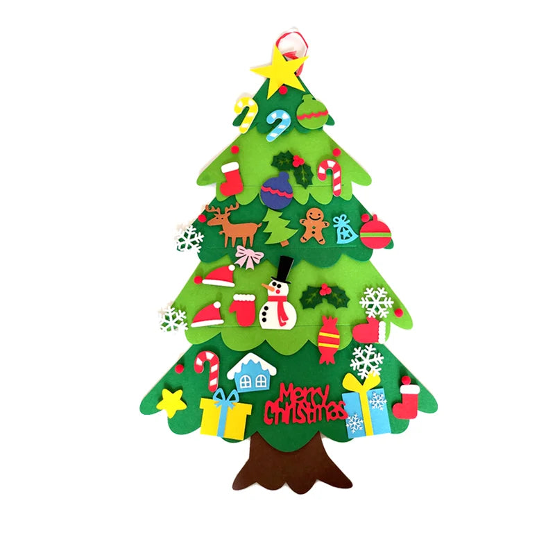 DIY Felt Christmas Tree Christmas Decoration for Home Navidad 2022 New Year Christmas Ornaments Santa Claus Xmas Kids Gifts