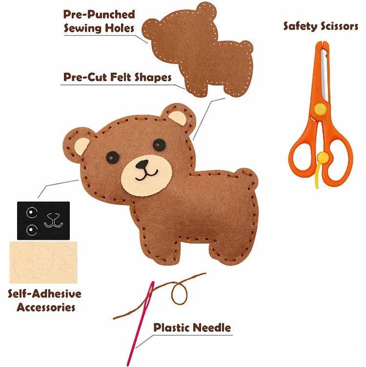 🐘Kids’ Safari Animal Sewing Kit 🦁